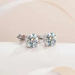 Stud Earrings 4ct 8MM Moissanite Women 925 Sterling Silver D Color Lab Diamond White Gold Plated Pass Wholesale