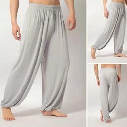 Pure Colour Loose Straight Pants Men Sweatpants Modal Casual Spring Long Trousers Sports Yoga Trendy Dance Clothing 240321