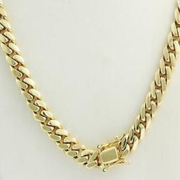 14k Yellow Gold Fill Men's Miami Cuban Chain Necklace Polished 22 12 00mm281I