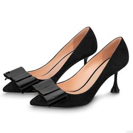 Bow Dress Shoes Fashion Designers leopard print cashmere patchwork Bowtie stiletto heel pumps 9cm/7.5cm high heeled Womens shoe 35-42 with box