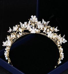 Bridal Headpieces Wedding Crowns Butterfly Flower Crystal Crown Headdress Golden Baroque Crown Wedding Accessories Jewelry Bridal 9528617