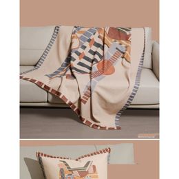 Blankets 2023 Colors Modern Luxury H Series Woolen Printing Blanket Living Room Sofa High End Aircraft Car Travel Er Drop Delivery H Dhgd1