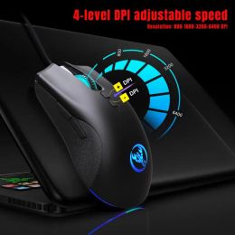 Mice Professional Wired Mouse Colorful Luminous 7D Gaming Mouse Gaming Wired Mouse 6400dpi Adjustable Support Macro Programming