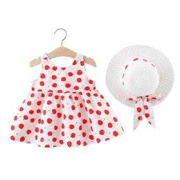 Sets Summer 2pcs Baby Girls Dress Princess Dress Cute Sleeveless Cotton Dresses+sunhat Newborn Clothing Set Vestido Infantil Menina