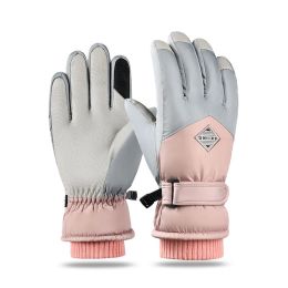 Gloves Women Pink Thickening Warm Skiing Gloves for Snowboarding Ski Mountaineering Cycling Waterproof Touch Screen Winter Snow Gloves