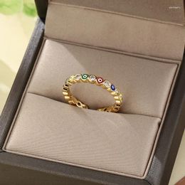 Cluster Rings Lucky Blue Turkish Evil Eye Open Ring Stainless Steel Gold Colour Finger Adjustable For Women Girls Men Fashion Jewellery