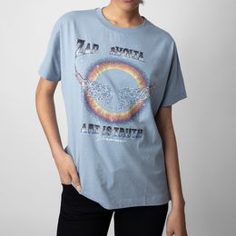 Rainbow Wing Beads Graphic T-shirts for Women Summer Vintage Short Sleeve Round Neck Cotton Tshirt Female Streetwear Top Casual Fashion Designer Luxury Tees Tops
