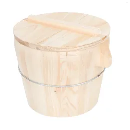 Storage Bottles Dumpling Steamer Cedar Wood Steamed Rice Barrel Container With Cover Bucket Lid Steaming Multi-function