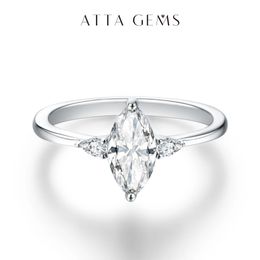 ATTAGEMS 2023 Marquise 1CT Ring Real 925 Sterling Silver Rings for Women Men Anniversary Fine Jewellery Wedding Gift 240227