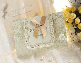 2015 Wedding Formal Invitation Card with Bow Red Ivory Creative Bauquet Dinner Invitation Cards New Arrival4888450