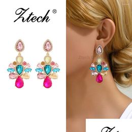 Dangle Chandelier Earrings Luxury Shiny Colorf Crystal Drop For Women Fashion Elegant Geometric Pendant Wedding Party Jewelry Acce Dhmei