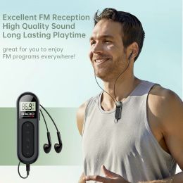 Radio Portable Mini Pocket FM Radio 76108MHZ Radio Receiver Backlight LCD Display Wired 3.5mm Headphones Support Typec Charging