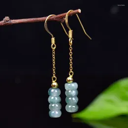 Dangle Earrings 925 Silver Natural Emerald Oil Green Abacus Beads Necklace Jewellery Fashion DIY Hand-Carved Woman Amulet Customised