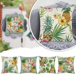 Pillow Tropical Pineapple Pillowcase Cover Summer Green Leaves Linen Digital Printing