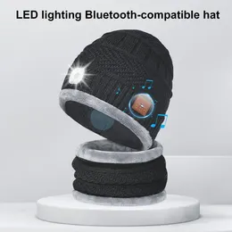 Scarves Winter Led Hat Headset Warm Headphone Neck Warmer Set Knitted Waterproof Rechargeable High For Camping