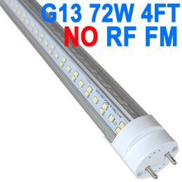 LED T8 Light Tube 4FT, Dual-End Powered Ballast Bypass, 7200Lumens 72W (150W Fluorescent Equivalent),Clear Cover, AC85-265V Lighting Tube Fixtures Barn crestech