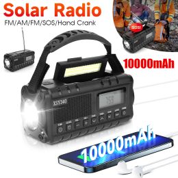 Radio Emergency Solar Power Hand Crank Dynamo SOS Alarm 10000mAh Phone Charger Bank AM/FM Weather Portable Flashlight Radio for Campin