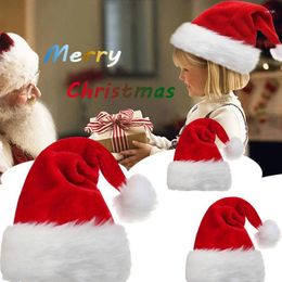 Berets Christmas Hats Year Thick Plush Hat Adults Kids Decorations For Home Xmas Santa Claus Gifts Warm Winter Cap