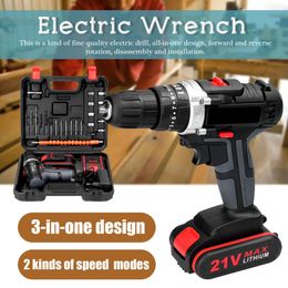 21V Electric Impact Cordless Drill High-power Lithium Battery Wireless Screwdriver Hand Drills Home DIY Electric Power Tools