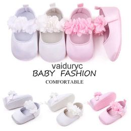 First Walkers Baby Shoes Cute Girl Flowers White and Pink Soft Cotton Toddler Step Beautiful High-quality 2023 FashionH24229