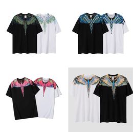 top quality Designers fashion brand new Colour black and white snake water drop cracks wing feathers men and women lovers wear Hip-hop short-sleeved T-shirt