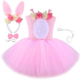 Dresses Flower Easter Bunny Tutu Dress for Baby Girls Rabbit Halloween Costume for Kids Toddler Animal Cosplay Dresses Girl Tulle Outfit