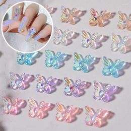 Nail Art Decorations 20/50pcs Aurora Butterfly Charms 11 8mm AB/Pink/Blue Resin Rhinestones 3D Crystal Manicure Jewelry Parts