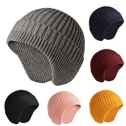 Bandanas Solid Knitted Hat Winter Imitation Fleece Hats For Men Warm Ear Caps Autumn Beanie Men's Cap