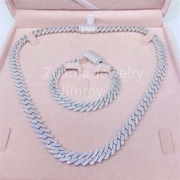 925 prata esterlina prata sólida personalizada design exclusivo 10mm duas linhas VVS1 Moissanite Diamond Men Chain Chain Link