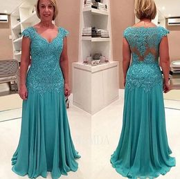 Hunter Green szyfonowa koronkowa matka panny młodej sukienki Line Veck Applique Mother of Bride pary sukienka plus size formalna sukienka 2.29 Evening Dresse 2.29