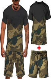 Men039s TShirts Summer Camo TshirtShorts Sets Camouflage Tactical ShirtPants Men Quick Dry Combat Tops Tee For Outdoor Hiki1163095