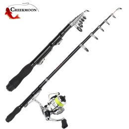 Rods 1.5M Carbon Fibre Winter Ice Fishing Rod with Reel Set Mini Pocket Rod Telescopic Ultra Light Short Small Sea Pole for Lure Fish