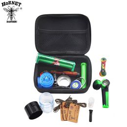 Premium Tobacco Bag Set Plastic Smoking Herb Grinder Storage Jar Metal Tin Silicone Glass Pipe One Hitter Dugout HONEYPUFF Rolling Machine Lighter Case Box Kits