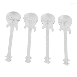 Coffee Scoops Guitar Teaspoons 24 Pcs Stainless Steel Musical Spoons Mixing Sugar Spoon(Silver)