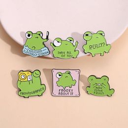 Cartoon Animal Brooch Buckle English Sentence Personality Letter Frog Shaped Baked Paint Badge