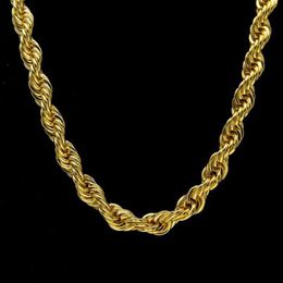 10MM 18K Gold Plated Rope Chain Mens 1cm Gold Silver Chain Necklace 30inch Length Hiphop Jewelry for Men Women217B