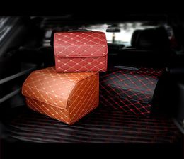 Universal Car Storage Bag PU Leather Trunk Folding Organizer Box For Most cars SUV Storages Food drink With Stowing Tidying9791547