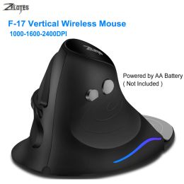 Mice Zelotes Vertical Mouse Wireless Gaming Mouse Ergonomic RGB Optical Mice Battery Power 2400 DPI 2.4G For PC Laptop 6 Buttons F17