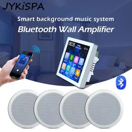 Smart Wall Amplifier Home Theatre Sound System 2x20W Touch Screen Audio Panel Bluetooth Class D Amp Stereo Ceiling Speaker Set