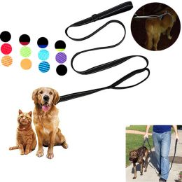Leashes 1.5m/1.8m Dual Handle Dog Leash Reflective Puppy Leash Heavy Duty Lead For Small Large Dogs Outdoor Training Running Pet Leashes