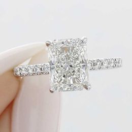 Cluster Rings Eternal 925 Sterling Silver 4ct Radiant Cut Simulated Diamond Wedding Engagement Cocktail Gemstone Sets For Women Je268B