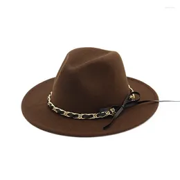 Berets Exquisite Women Men Solid Colour Wide Brim Wool Fedora Hat For Vintage Panama Jazz Chapeau Black Hats