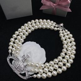 Collane con ciondolo firmate Lettera Viviane Girocolli Gioielli di moda per donna di lusso Collana di perle in metallo cjeweler Westwood 425
