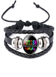 New Kids Autism Awareness Bracelets For Children Autism Boy Girl charm leather Wrap Wristband Bangle Fashion Inspirational Jewelry7665491