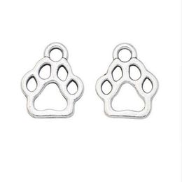 200Pcs alloy Paw Print Charms Antique silver Charms Pendant For necklace Jewellery Making findings 13x11mm308L