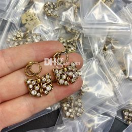 Simple Sweet Earrings Pendant Dangles For Girls Vintage Crystal Diamond Earrings Eardrops With Box