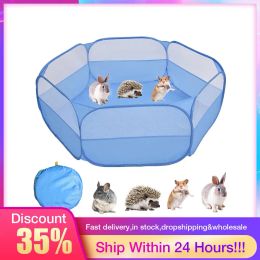 Cages Portable Small Pet Cage Transparent Hedgehog Cage Tent Pet Playpen Pop Open Folding Yard Fence For Dog Hamster Rabbit Guinea Pig