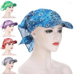 Ball Caps Bandana Turban Square Scarf Hat Boho Floral Cotton Baseball Cap Adjustable Women Headscarf Men Sun Visor Hip Hop