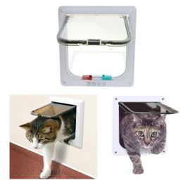 Ramps 4 Way Lockable Dog Cat Door Kitten Security Flap Door Puppy Plastic Gate ABS Plastic Animal Small Pet Supplies Products