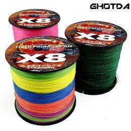 Lines GHOTDA Fishing Lines 1000M X4 X8 Strands Braided Line Multifilament Smooth PE Wire 10 20 40 50 60 80LB 0.110.50mm All Colour